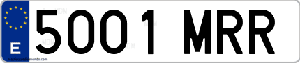 Ejemplo de matrícula de coche ordinaria 5001 MRR