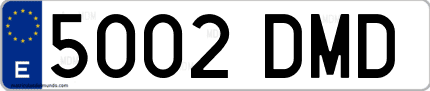 Ejemplo de matrícula de coche ordinaria 5002 DMD