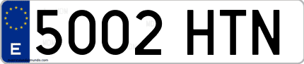 Ejemplo de matrícula de coche ordinaria 5002 HTN