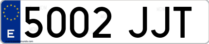 Ejemplo de matrícula de coche ordinaria 5002 JJT
