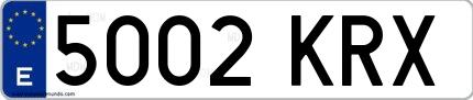 Ejemplo de matrícula española 5002 KRX