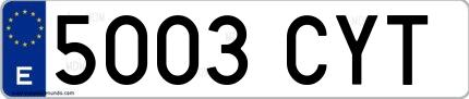 Ejemplo de matrícula española 5003 CYT