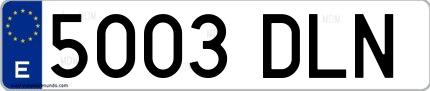 Ejemplo de matrícula de coche ordinaria 5003 DLN