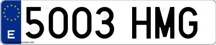 Ejemplo de matrícula española 5003 HMG