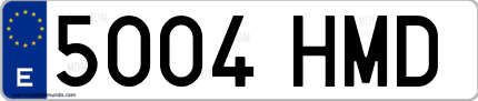 Ejemplo de matrícula de coche ordinaria 5004 HMD