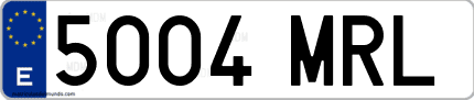 Ejemplo de matrícula de coche ordinaria 5004 MRL