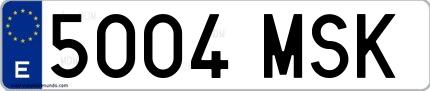 Ejemplo de matrícula española 5004 MSK