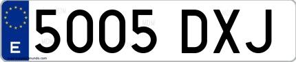 Ejemplo de matrícula española 5005 DXJ