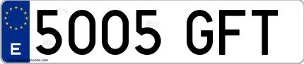 Ejemplo de matrícula española 5005 GFT