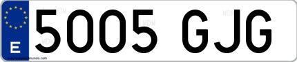 Ejemplo de matrícula española 5005 GJG
