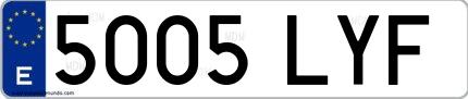 Ejemplo de matrícula española 5005 LYF