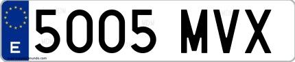 Ejemplo de matrícula española 5005 MVX