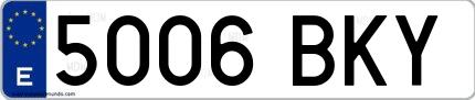 Ejemplo de matrícula española 5006 BKY