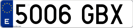 Ejemplo de matrícula de coche ordinaria 5006 GBX