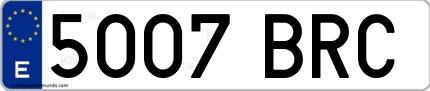 Ejemplo de matrícula española 5007 BRC