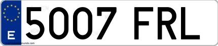 Ejemplo de matrícula española 5007 FRL