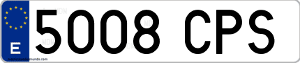 Ejemplo de matrícula de coche ordinaria 5008 CPS