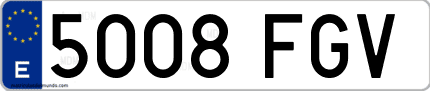 Ejemplo de matrícula de coche ordinaria 5008 FGV