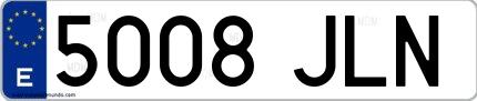 Ejemplo de matrícula española 5008 JLN