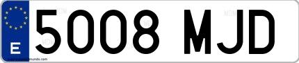 Ejemplo de matrícula española 5008 MJD