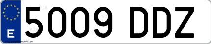 Ejemplo de matrícula española 5009 DDZ