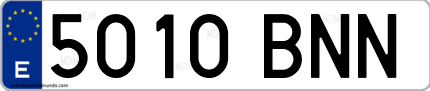 Ejemplo de matrícula de coche ordinaria 5010 BNN