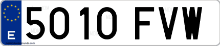 Ejemplo de matrícula de coche ordinaria 5010 FVW