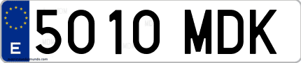 Ejemplo de matrícula de coche ordinaria 5010 MDK
