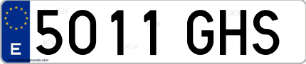Ejemplo de matrícula de coche ordinaria 5011 GHS