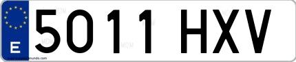 Ejemplo de matrícula española 5011 HXV