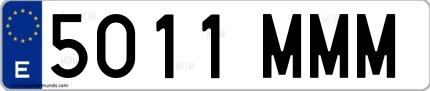 Ejemplo de matrícula española 5011 MMM