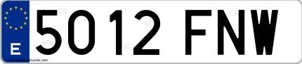 Ejemplo de matrícula española 5012 FNW