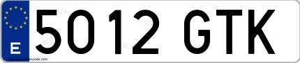 Ejemplo de matrícula española 5012 GTK