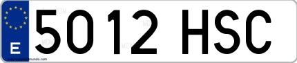Ejemplo de matrícula española 5012 HSC