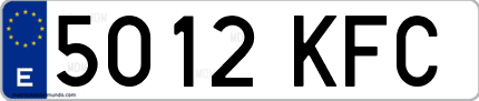Ejemplo de matrícula de coche ordinaria 5012 KFC