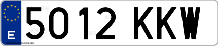 Ejemplo de matrícula de coche ordinaria 5012 KKW