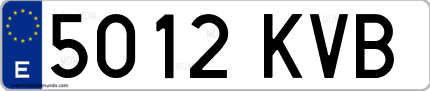 Ejemplo de matrícula de coche ordinaria 5012 KVB