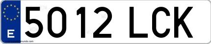 Ejemplo de matrícula española 5012 LCK