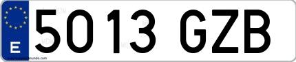 Ejemplo de matrícula española 5013 GZB