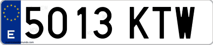 Ejemplo de matrícula de coche ordinaria 5013 KTW