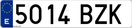 Ejemplo de matrícula española 5014 BZK