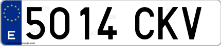 Ejemplo de matrícula de coche ordinaria 5014 CKV