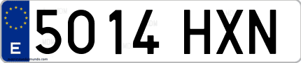 Ejemplo de matrícula de coche ordinaria 5014 HXN