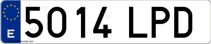 Ejemplo de matrícula de coche ordinaria 5014 LPD