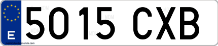 Ejemplo de matrícula de coche ordinaria 5015 CXB