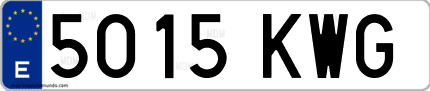 Ejemplo de matrícula de coche ordinaria 5015 KWG