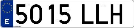 Ejemplo de matrícula española 5015 LLH