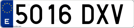 Ejemplo de matrícula de coche ordinaria 5016 DXV