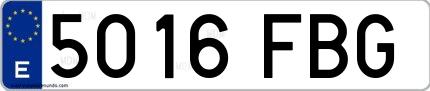 Ejemplo de matrícula española 5016 FBG