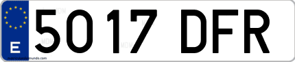 Ejemplo de matrícula de coche ordinaria 5017 DFR